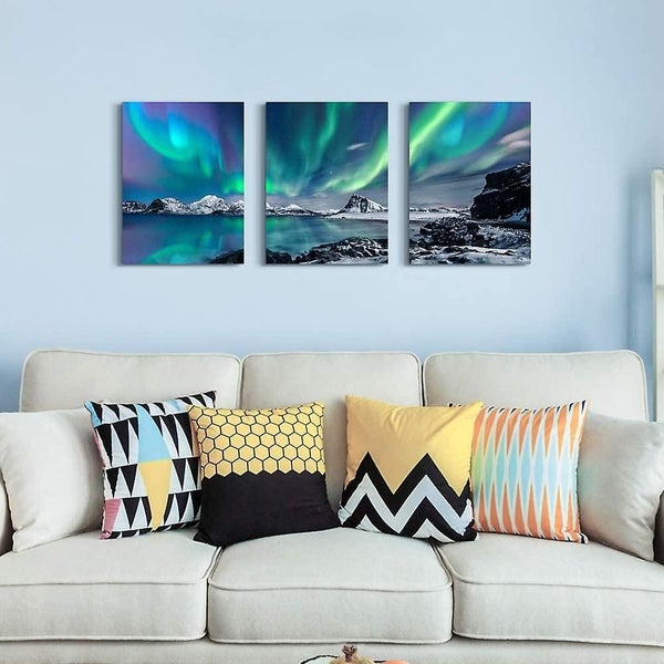 Farmhouse Wall Art Aurora Scenery Painting On Canvas Stretched And Framed Canv Carousel 5