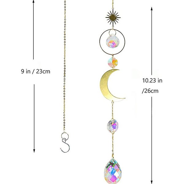 6-piece Colorful Crystal Sun Catcher Hanging Decorations With Chain Pendant Carousel 2