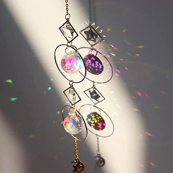 6-piece Colorful Crystal Sun Catcher Hanging Decorations With Chain Pendant Carousel 5