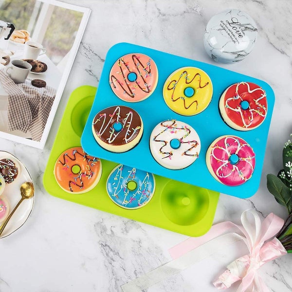 Donut Pan 2pcs 100% Nonstick Silicone Donut Mold For 6 Full-size Donuts Bpa Fr Carousel 1
