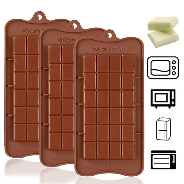 3pcs Silicone Chocolate Candy Molds Waffle 24 Grids Bpa Free Reusable 100% Sil Carousel 1