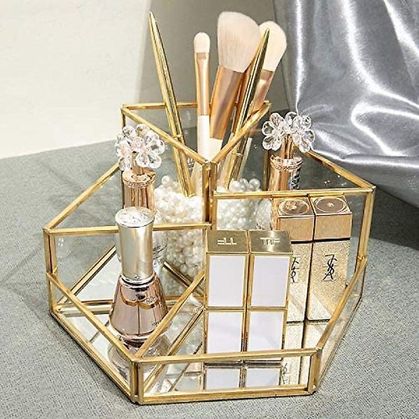 Makeup Organizer Tray Gold Beauty Organizer For Jewelry Brushes And Cosmetics Carousel 5