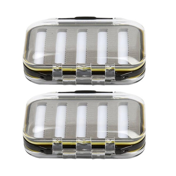 2pcs Fly Box Waterproof High Density Double Sided Transparent Slit Foam Fishin Carousel 2