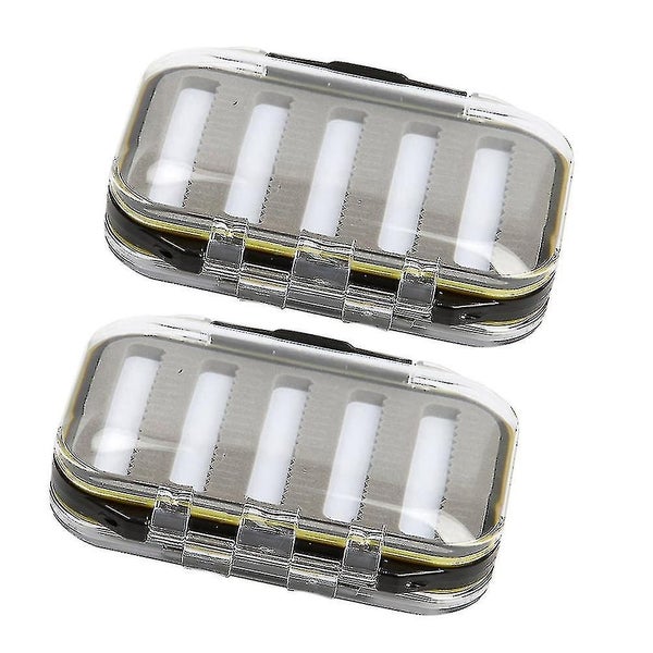 2pcs Fly Box Waterproof High Density Double Sided Transparent Slit Foam Fishin Carousel 3