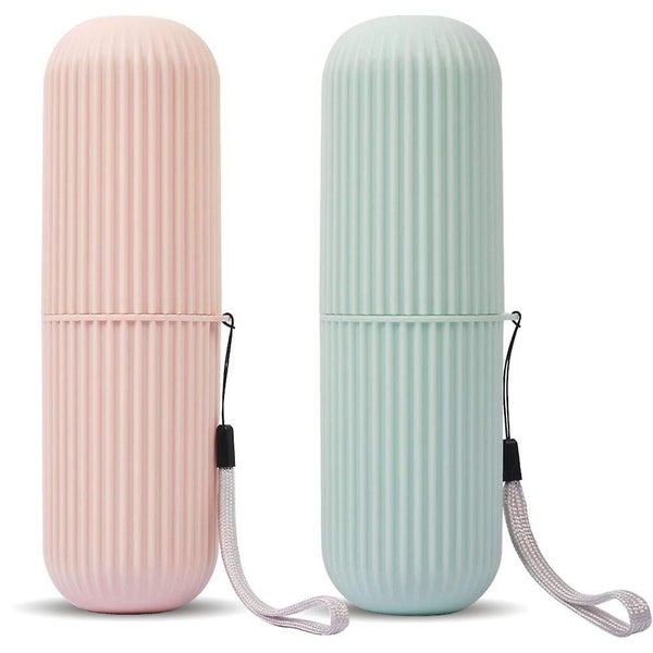 Travel Toothbrush Case And Carrier 2 Pack Portable Business Trips Wash Cup Hol Carousel 1