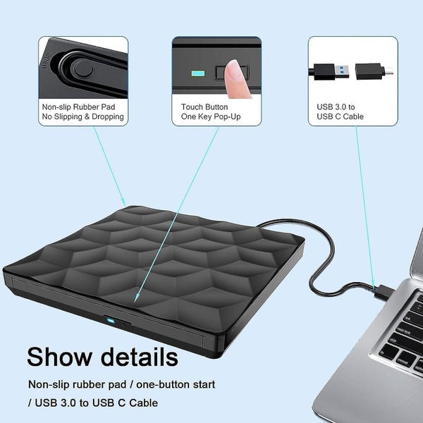 External Cd Dvd Drive Usb 3.0 Type C Portable Ultra Slim Cd Dvd Rewriter Burne Carousel 5