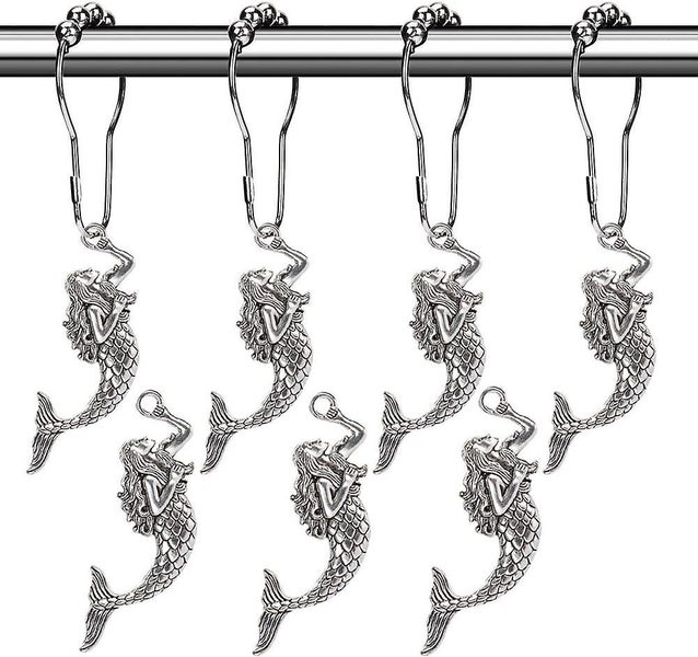 Mermaid Shower Curtain Hooks Rings Decorative Bath Room Accessories Set Carousel 1