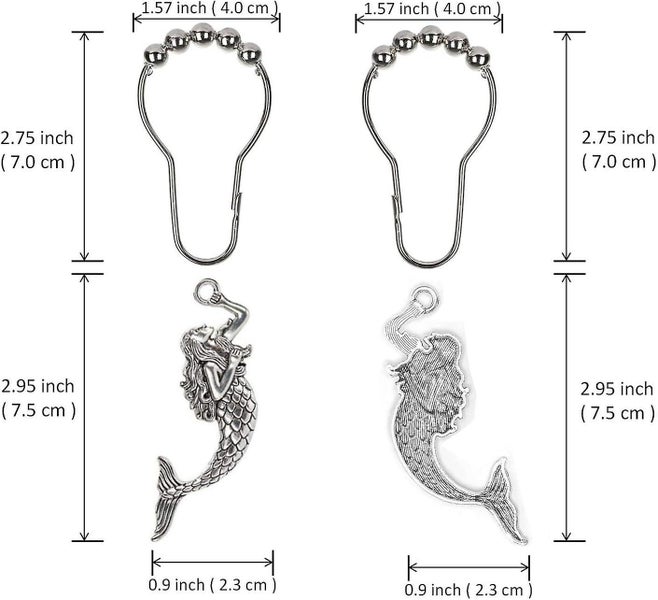 Mermaid Shower Curtain Hooks Rings Decorative Bath Room Accessories Set Carousel 2