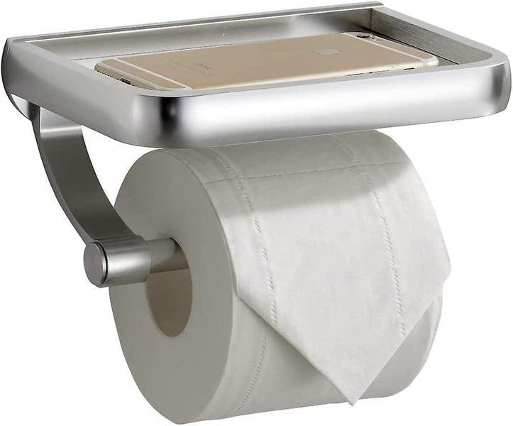 Toilet Paper Holder With Shelf Anti-rust Aluminum Toilet Roll Holder With Phon Carousel 1