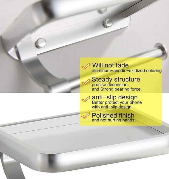 Toilet Paper Holder With Shelf Anti-rust Aluminum Toilet Roll Holder With Phon Carousel 5