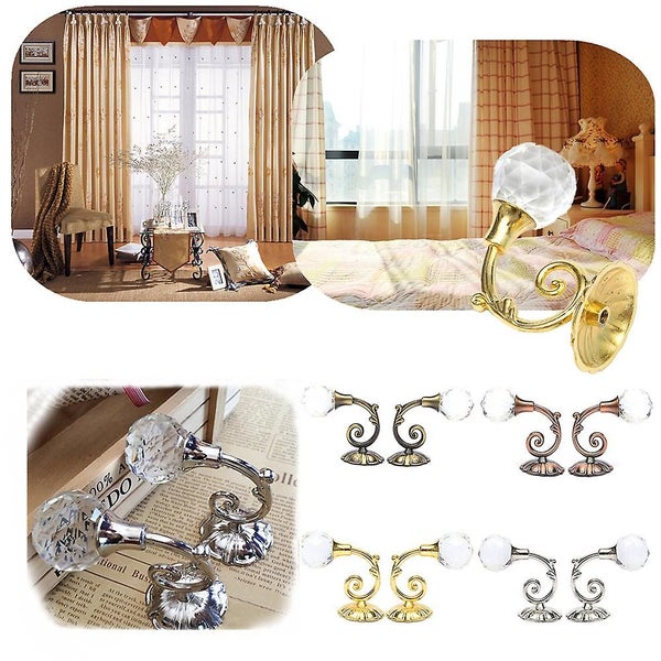 2 Pcs Clear Crystal Curtain Holdbacks Tassel Curtain Tieback Hook Carousel 4