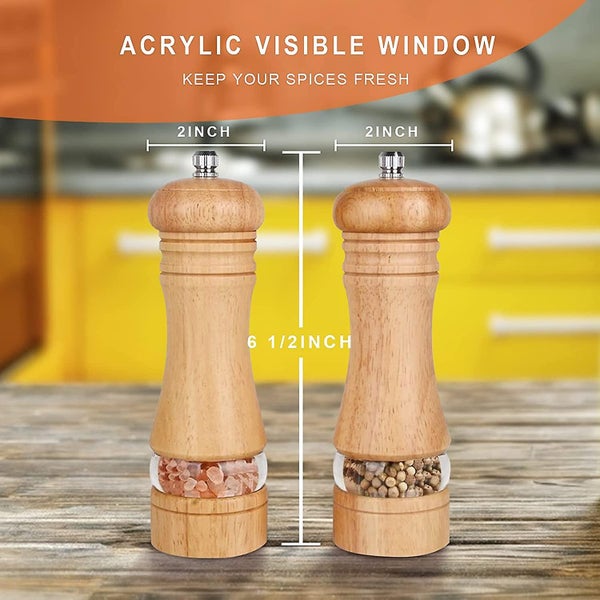 Wood Salt And Pepper Grinder Set Salt Mill Pepper Grinder Setwood Pepper Grind Carousel 5