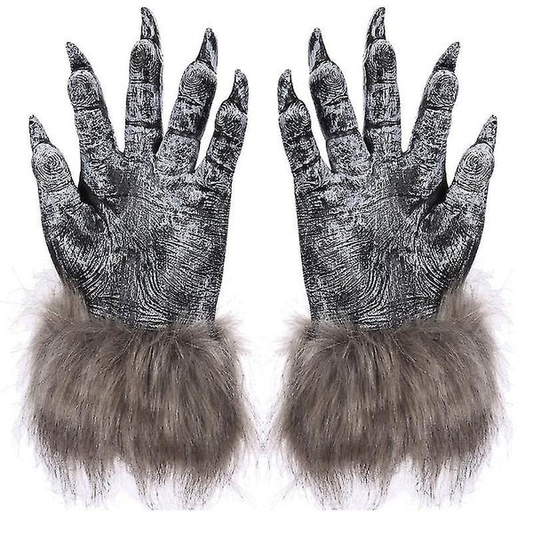 1 Pair Wolf Gloves Halloween Decor Mask Animal Mask Set Werewolf Masquerade Wo Carousel 1