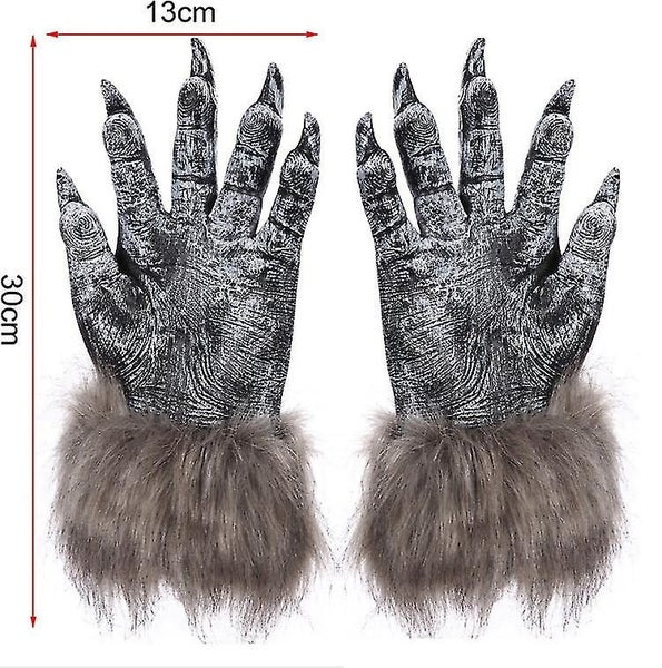 1 Pair Wolf Gloves Halloween Decor Mask Animal Mask Set Werewolf Masquerade Wo Carousel 2