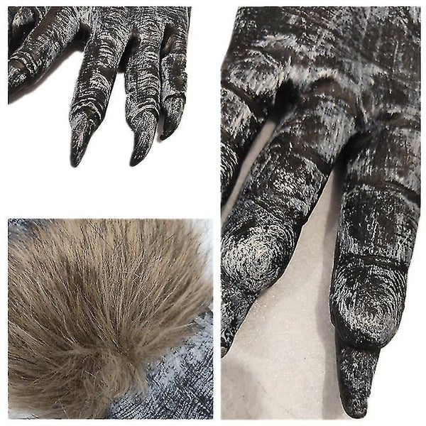 1 Pair Wolf Gloves Halloween Decor Mask Animal Mask Set Werewolf Masquerade Wo Carousel 4