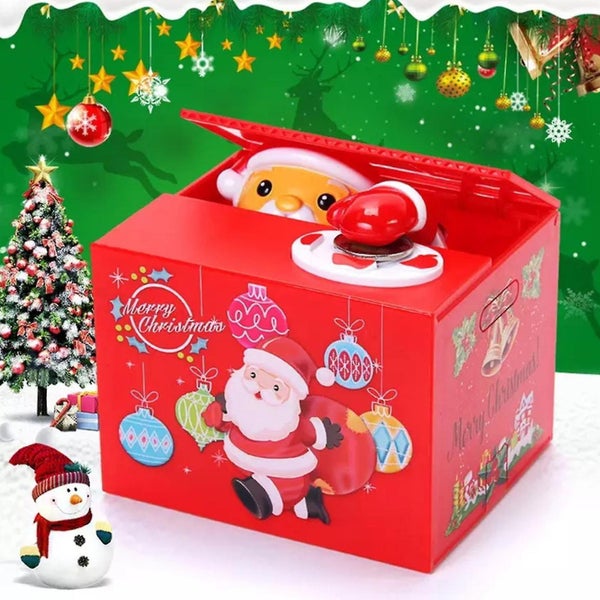 Christmas Electronic Piggy Bank Toy Money Box Coins Saving Atm Safe Santa Cla Carousel 1