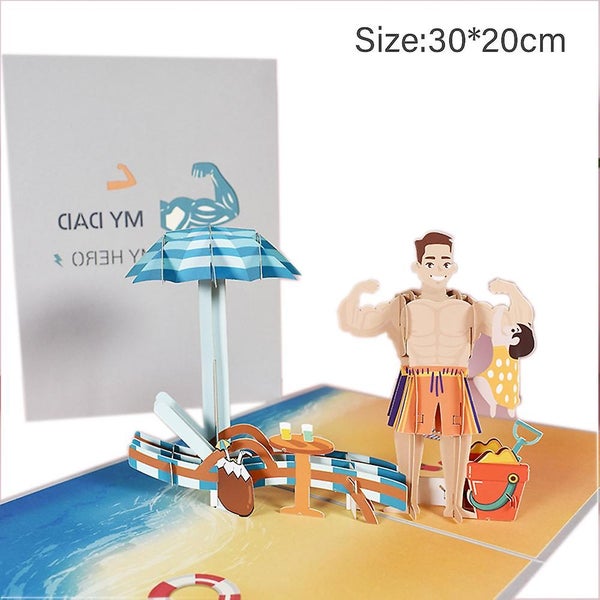 Father Day Card Dad Birthday Pop Up Card Father And Son In Beach Paper Pop Up Carousel 2