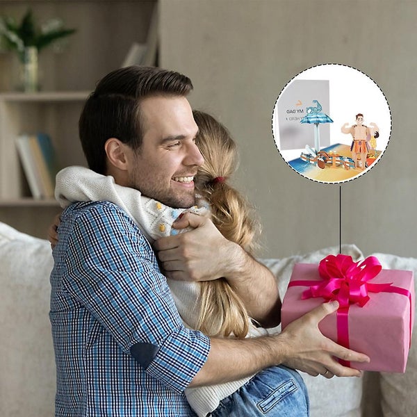 Father Day Card Dad Birthday Pop Up Card Father And Son In Beach Paper Pop Up Carousel 5
