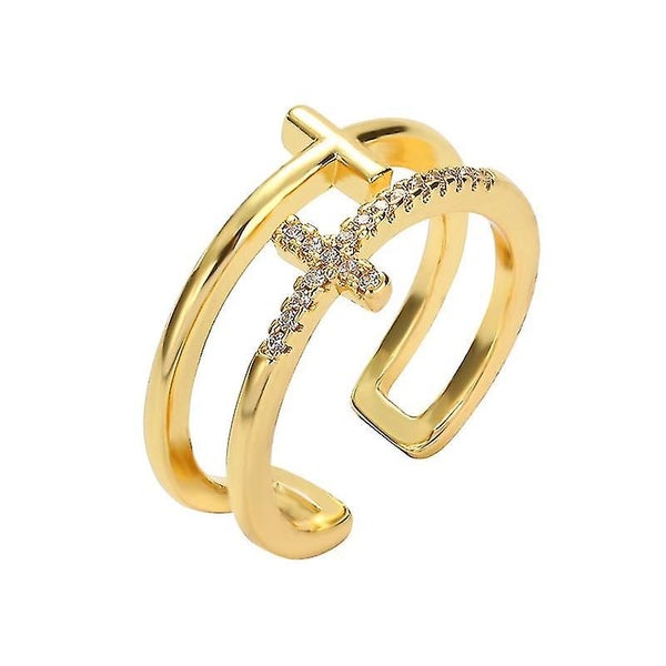 Minimalist Cross Ring Adjustable Opening Ring Jewellery For Mother Women Carousel 1