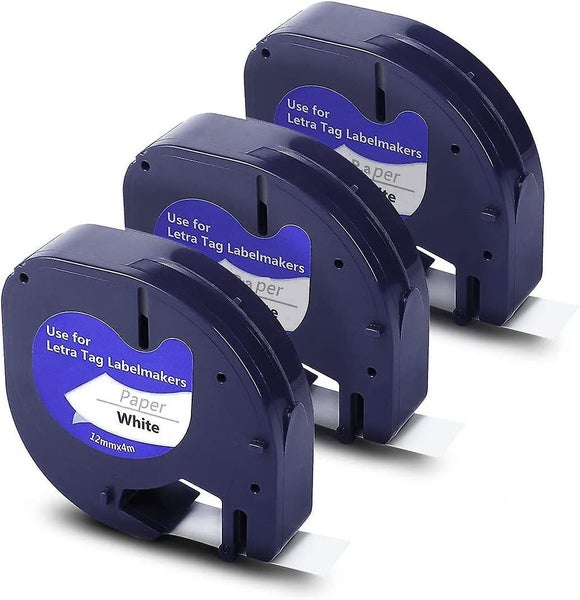 Compatible Label Tape Replacement For Dymo Letratag Refills 91330 Black Print Carousel 1