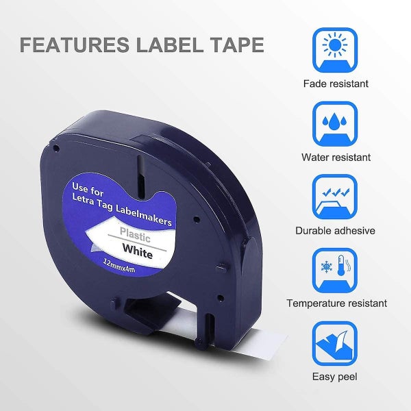 Compatible Label Tape Replacement For Dymo Letratag Refills 91330 Black Print Carousel 2