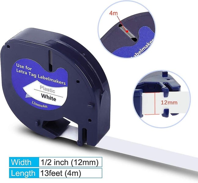 Compatible Label Tape Replacement For Dymo Letratag Refills 91330 Black Print Carousel 4