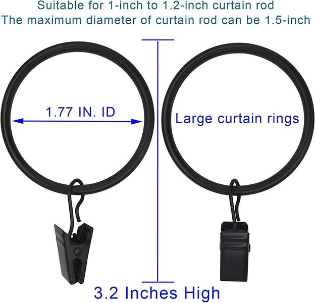 Decorative Drapery Curtain Rings With Clips Set Of 20 Vintage Black Carousel 2