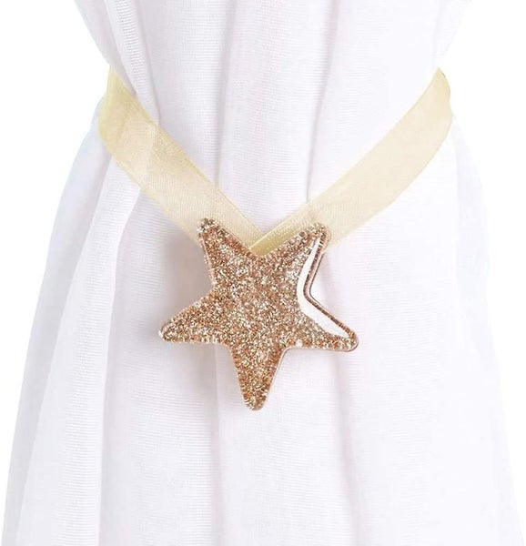One Pair Star Magnetic Curtain Buckle Silk Holder Tiebacks Shining Curtain Buc Carousel 1