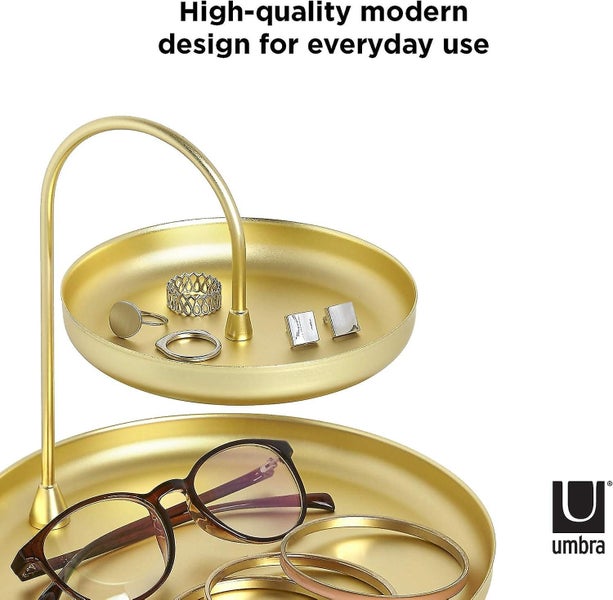 Attractive Jewelry Storage Large Double Jewelry Tray With Matte Brass Finish Carousel 2