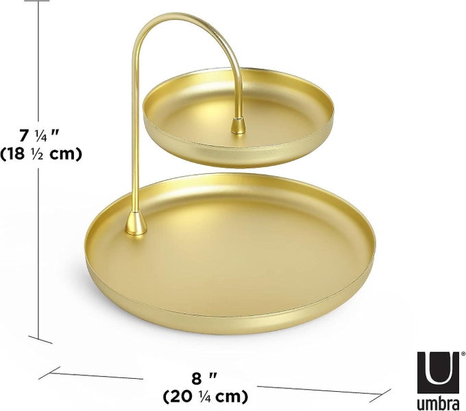 Attractive Jewelry Storage Large Double Jewelry Tray With Matte Brass Finish Carousel 4