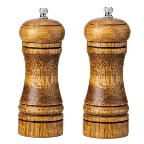 Salt And Pepper Grinder Mill Spice Shaker Solid Wood With Adjustable Ceramic Gr Carousel 1