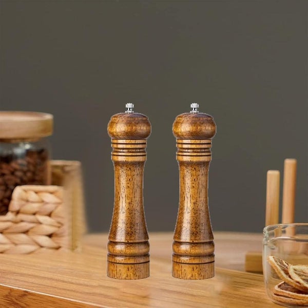 Salt And Pepper Grinder Mill Spice Shaker Solid Wood With Adjustable Ceramic Gr Carousel 5