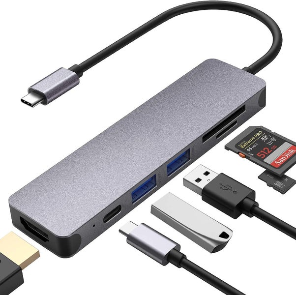 Visual Usb C Hub 7 In 1 With Hd Display Screen With Hdmi 4k 100w Power Usb-a S Carousel 1