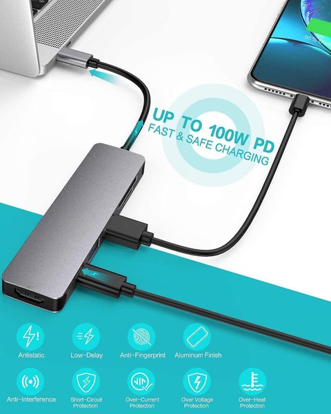 Visual Usb C Hub 7 In 1 With Hd Display Screen With Hdmi 4k 100w Power Usb-a S Carousel 2