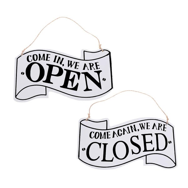 1 Pc Open And Closed Sign Hanging Double-sided Vintage European Style Door Orn Carousel 1