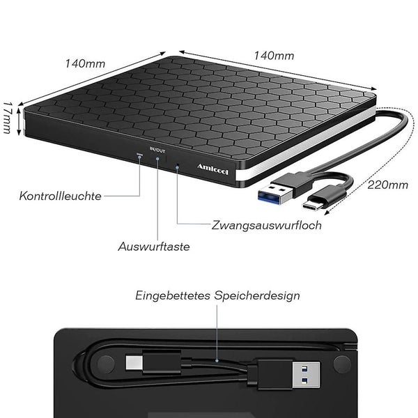 External Dvd Drive Usb 3.0 Type-c Cd Dvd Burner For Pc Laptop Macbook Carousel 5
