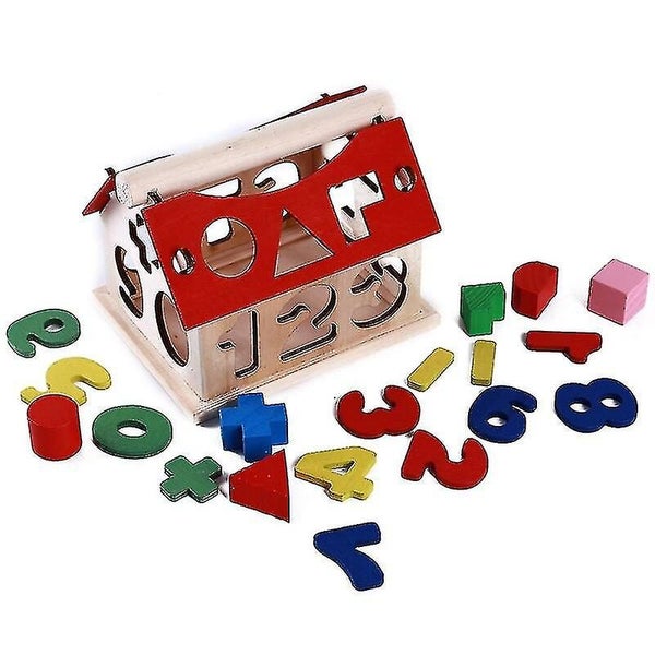 Wooden Building Block Houses Toy Geometry Box Pairing House Digit Number Carousel 2