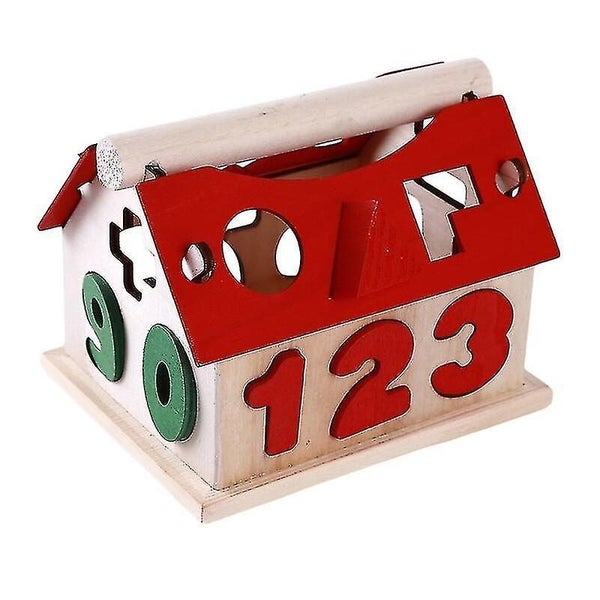 Wooden Building Block Houses Toy Geometry Box Pairing House Digit Number Carousel 5