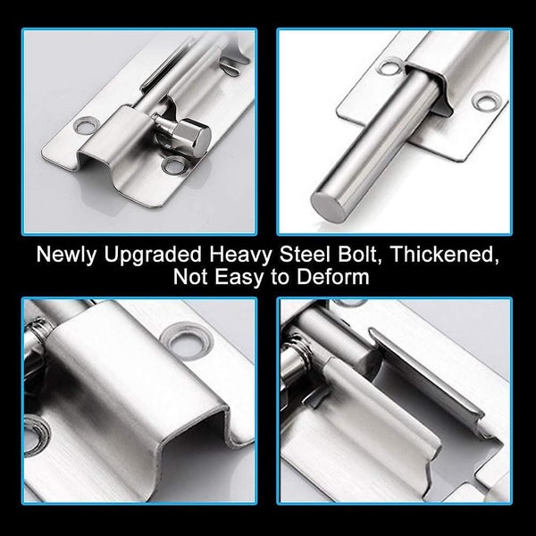 2 Pack Barrel Bolt Upgrade 3 Inches Slide Latch Lock Thickened Stainless Steel Carousel 5