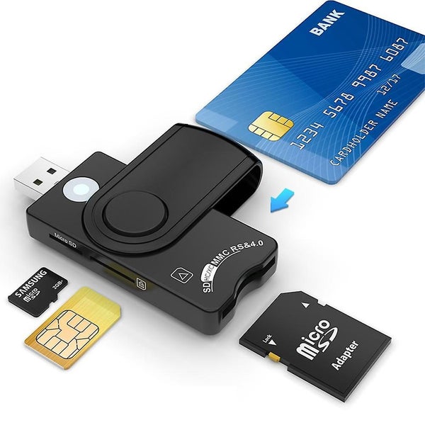 Smart Card Reader Usb 4 Ports Usb Hub Compatible With Cac Cards Sdhc Sdxc And Carousel 1