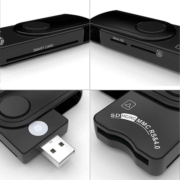 Smart Card Reader Usb 4 Ports Usb Hub Compatible With Cac Cards Sdhc Sdxc And Carousel 5
