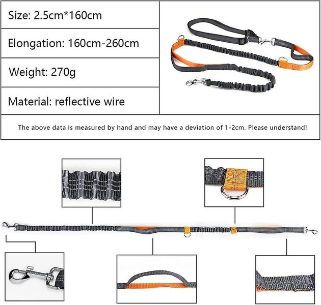 Hands-free Dog Leash Adjustable Elastic Jogging Leash With Reflective Stitchin Carousel 5