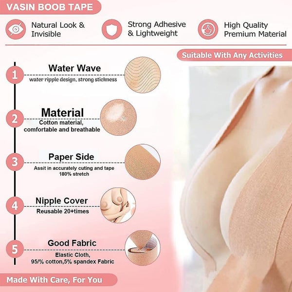 Boobs Tape Invisible Breast Lift Tape Disposable Round Nipple Cover Boobytape Carousel 3