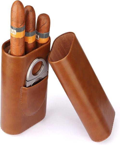 3 Finger Humidors Leather Cedar Lined Cigar Humidor Silver Cigar Cutter Carousel 2