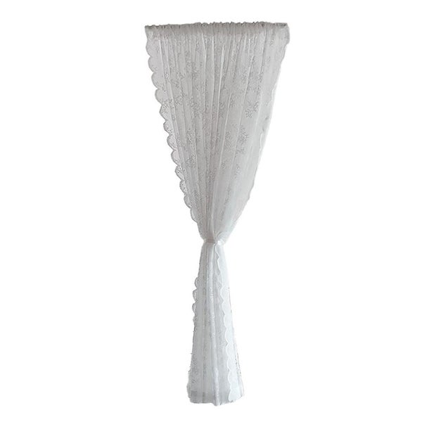 White Window Living Room Lace Sheer Curtains Elegant Vintage Embroidery Satin Carousel 1