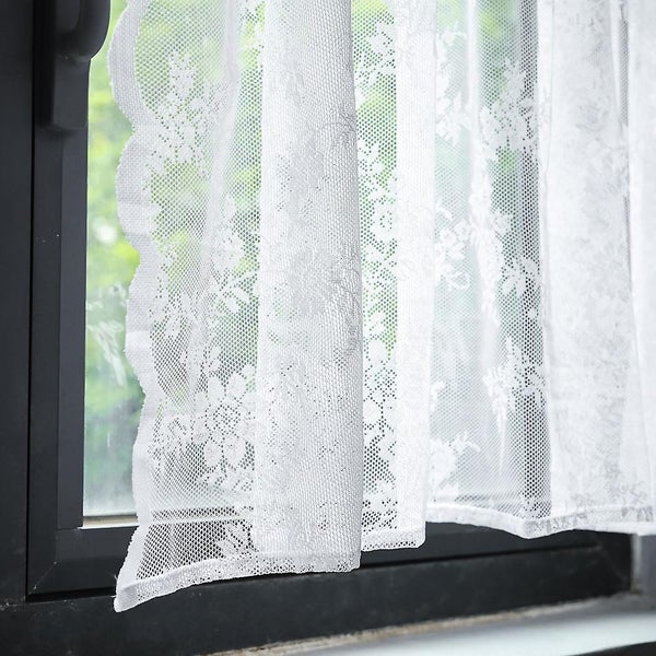 White Window Living Room Lace Sheer Curtains Elegant Vintage Embroidery Satin Carousel 2