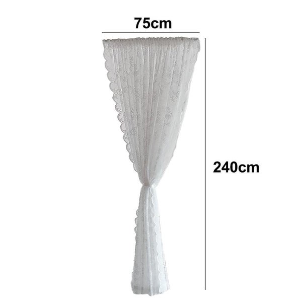 White Window Living Room Lace Sheer Curtains Elegant Vintage Embroidery Satin Carousel 4