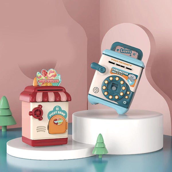 Piggy Bank Password Code Lock Coin Cash Bank Storage Bin For Kid Children Boy Carousel 2
