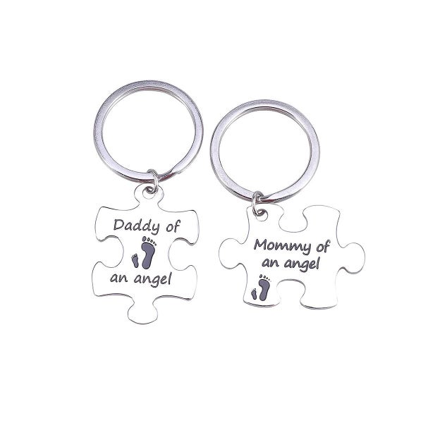 Mommy Daddy Of An Angel Keychain Set Miscarriage Keepsake Baby Memorial Gift Carousel 2