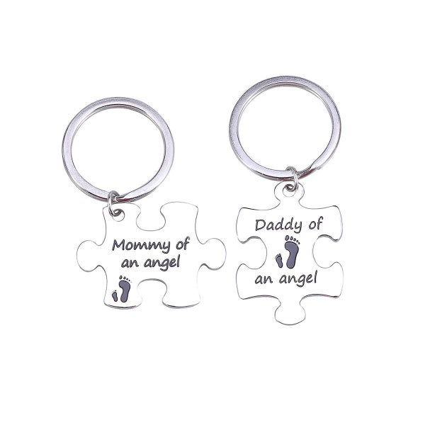 Mommy Daddy Of An Angel Keychain Set Miscarriage Keepsake Baby Memorial Gift Carousel 3